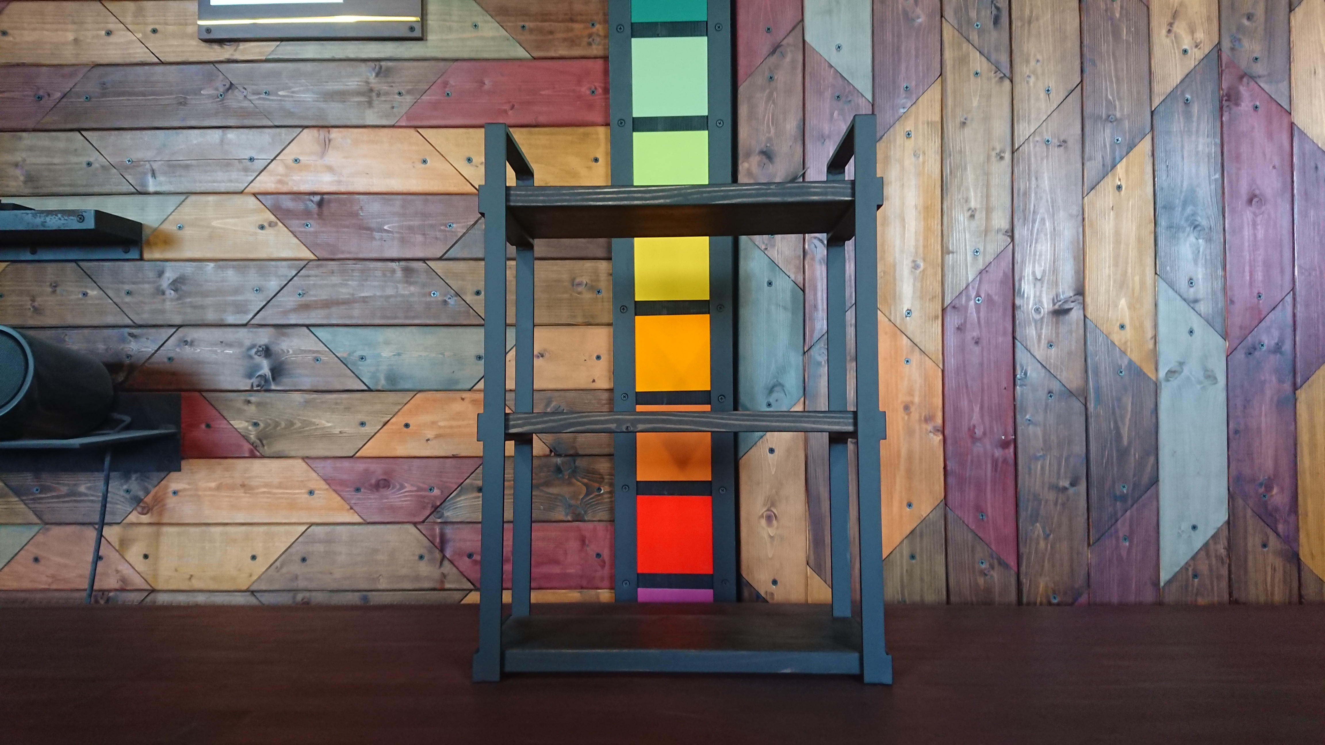 マットブラックでアイアンな3段オープンシェルフ♪ 153×362×493ｍｍ 日型 反転設置可能