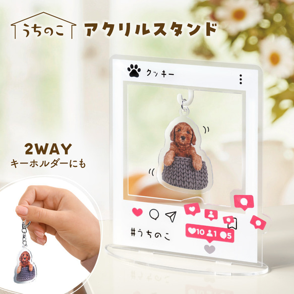 オーダーメイド】名入れ アクリルスタンド ペット 写真 インスタ風