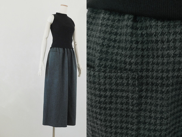 ウールのような風合い＊コットンツイードのワイドパンツ・千鳥チェック