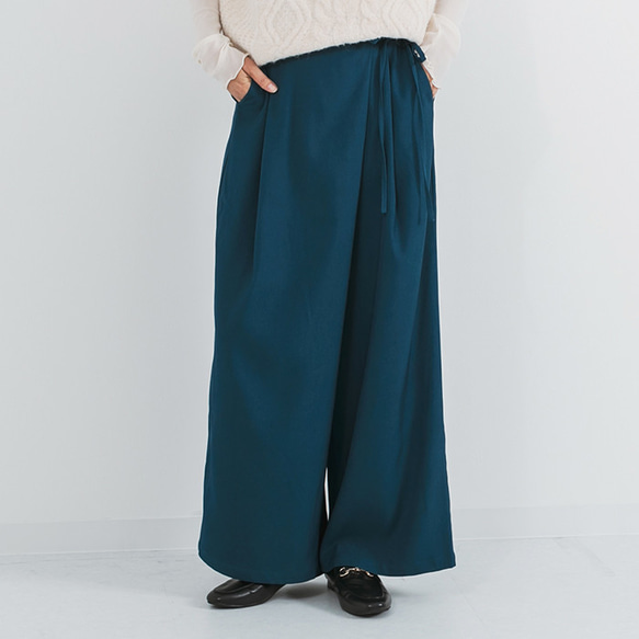 全2色】サイド リボン ラップ ワイドパンツ 24955 ロングパンツ ihuu 