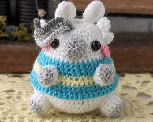 あみぐるみ　ちょこんとお座り甘えんぼぷーちゃんのストラップ♡他１点 受注生産】ぽっちゃり ペガサス あみぐるみ ストラップ
