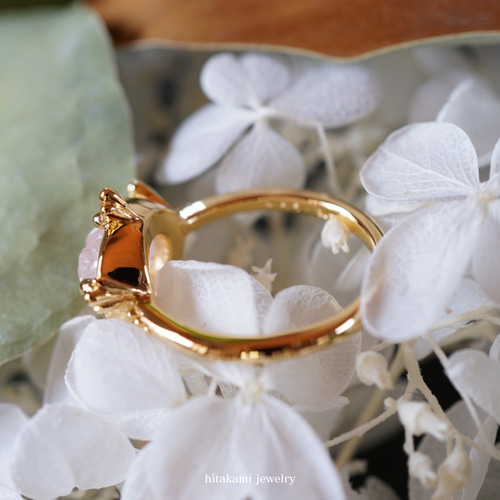 SV / YGメッキ ピンクトルマリン リング【花の宝石】 指輪・リング