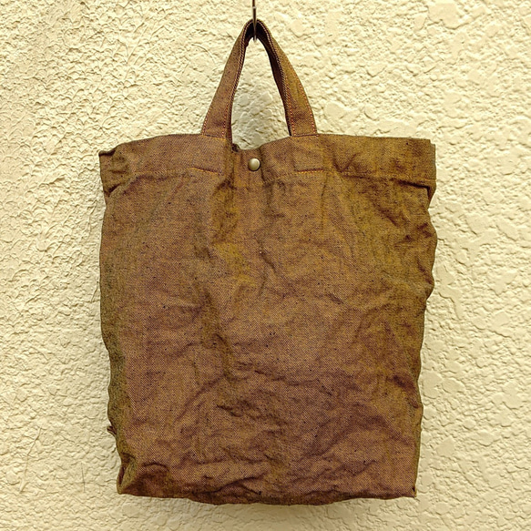 後染めデニム トートバッグ (オレンジブラウン×オレンジステッチtb-hc