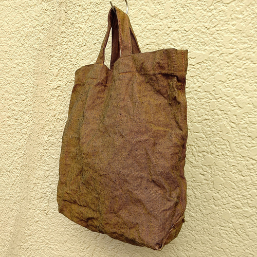 後染めデニム トートバッグ (オレンジブラウン×オレンジステッチtb-hc