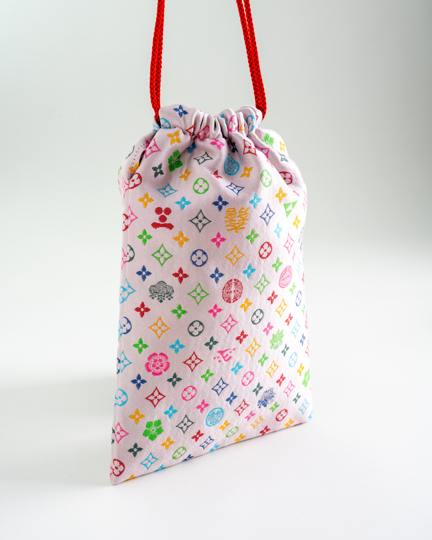 御朱印帳袋(御城印帳袋)　モノグラム柄(淡いピンクバージョン)