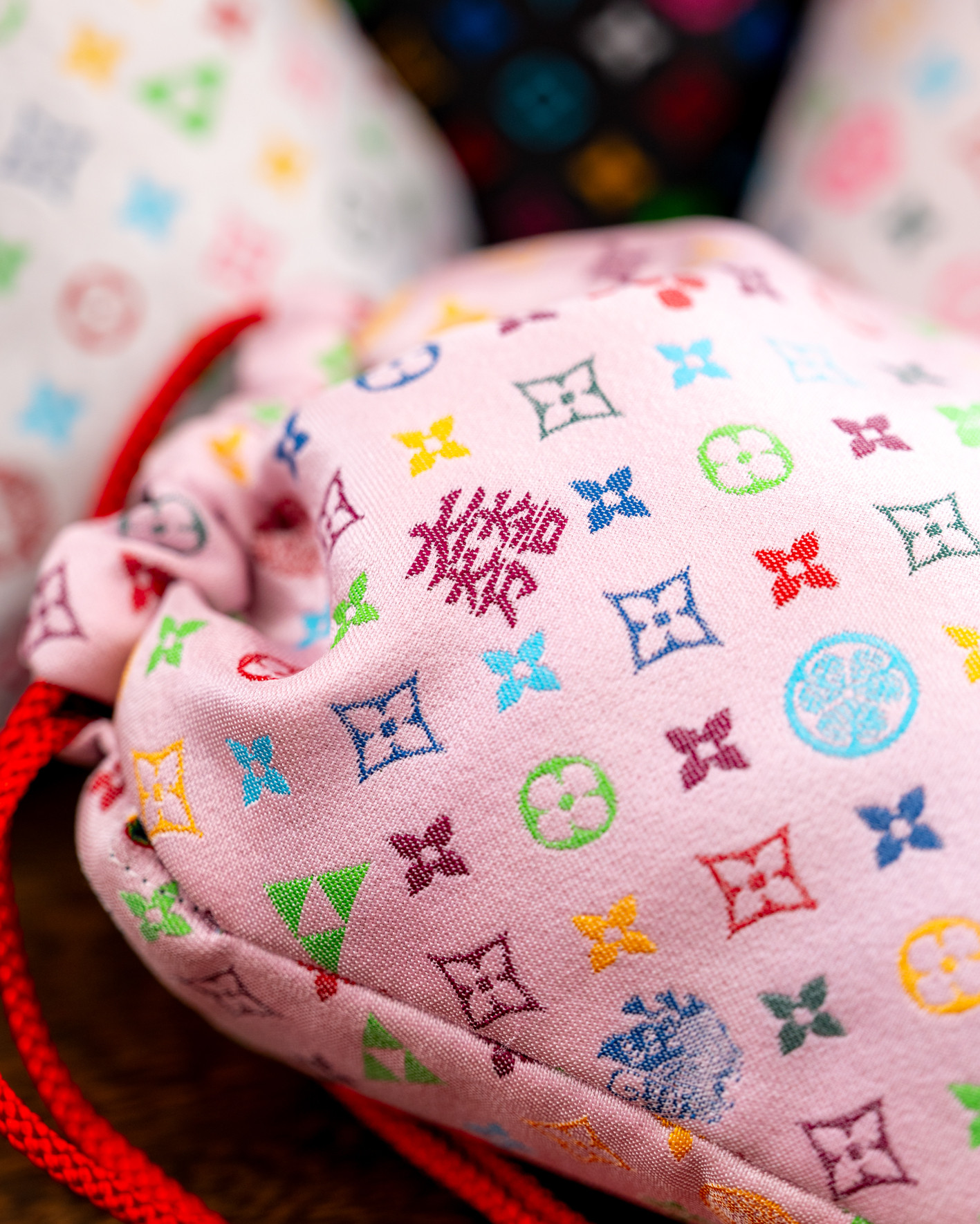 御朱印帳袋(御城印帳袋)　モノグラム柄(淡いピンクバージョン)