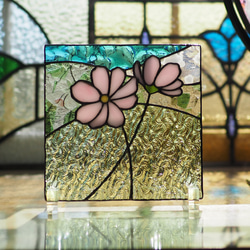 コスモスのミニパネル　秋桜、ステンドグラスパネル　 5枚目の画像