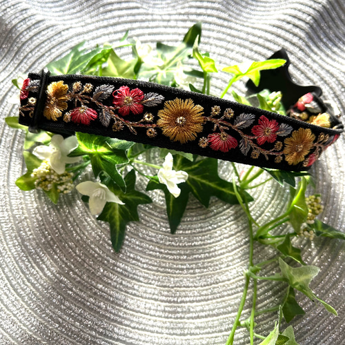 シングルリボン、レースフラワー(シルバー)わんちゃん猫ちゃん用首輪