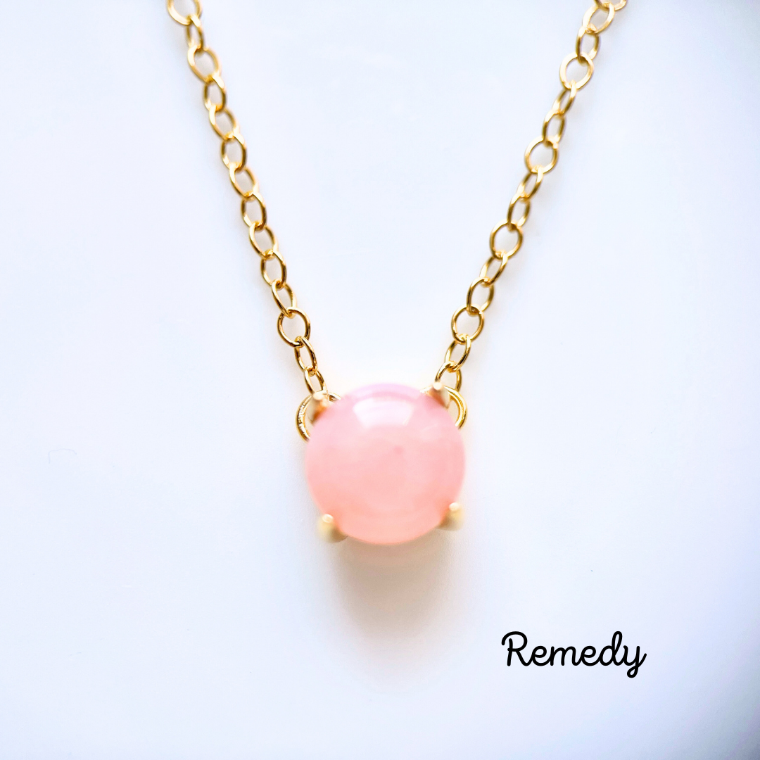 【ドゥーエ】ピンクオパールの一粒ネックレス（8mm）〜silver925/18KGP　10月誕生石