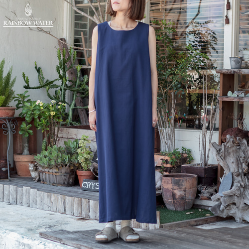 COTTON 100% ロングワンピース① / NAVY ワンピース RAINBOW WATER 