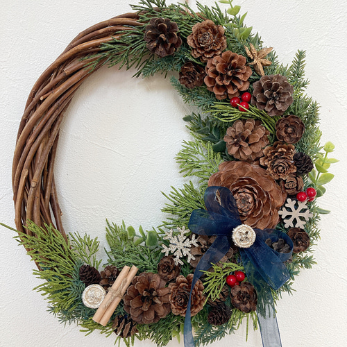 クリスマスリース ブッシュ クレッセント リース はなりん 通販  