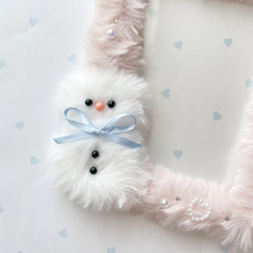 ふわふわ雪だるまフォトホルダー / モールドール・モール人形 フォト