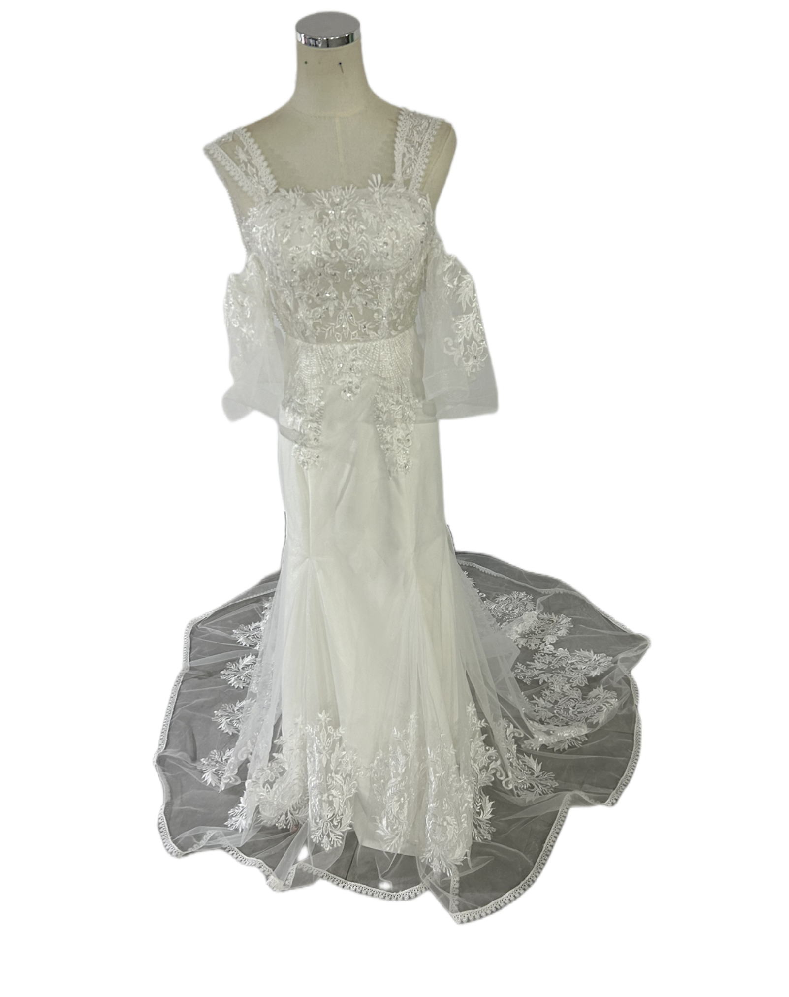 カラードレス  オフショルダー  ネイビー  編み上げ くるみボタン ブライダル 取り外し