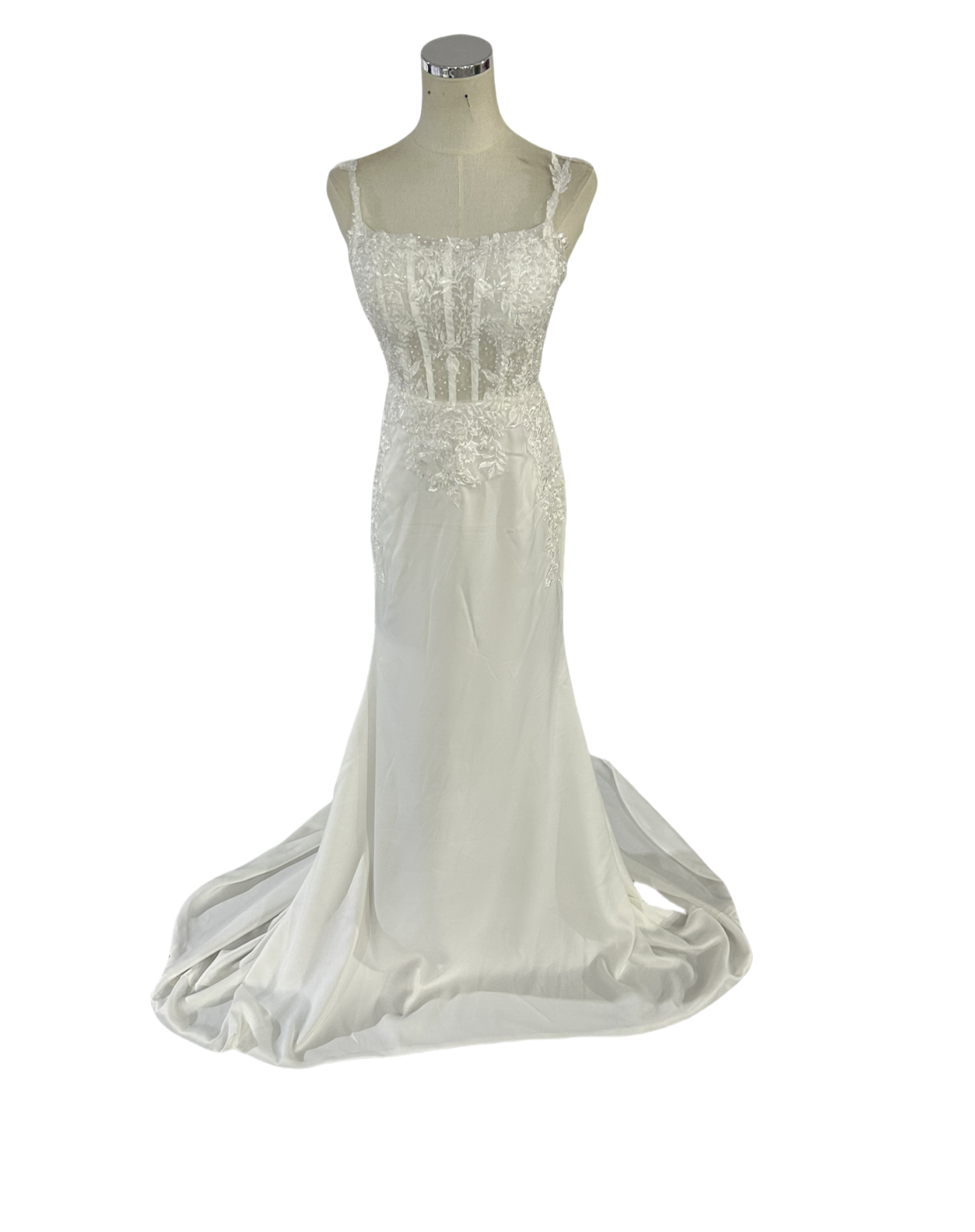 ウエディングドレス マーメイド オフホワイト キャミソール 3D立体レース刺繍 セクシー 前撮り