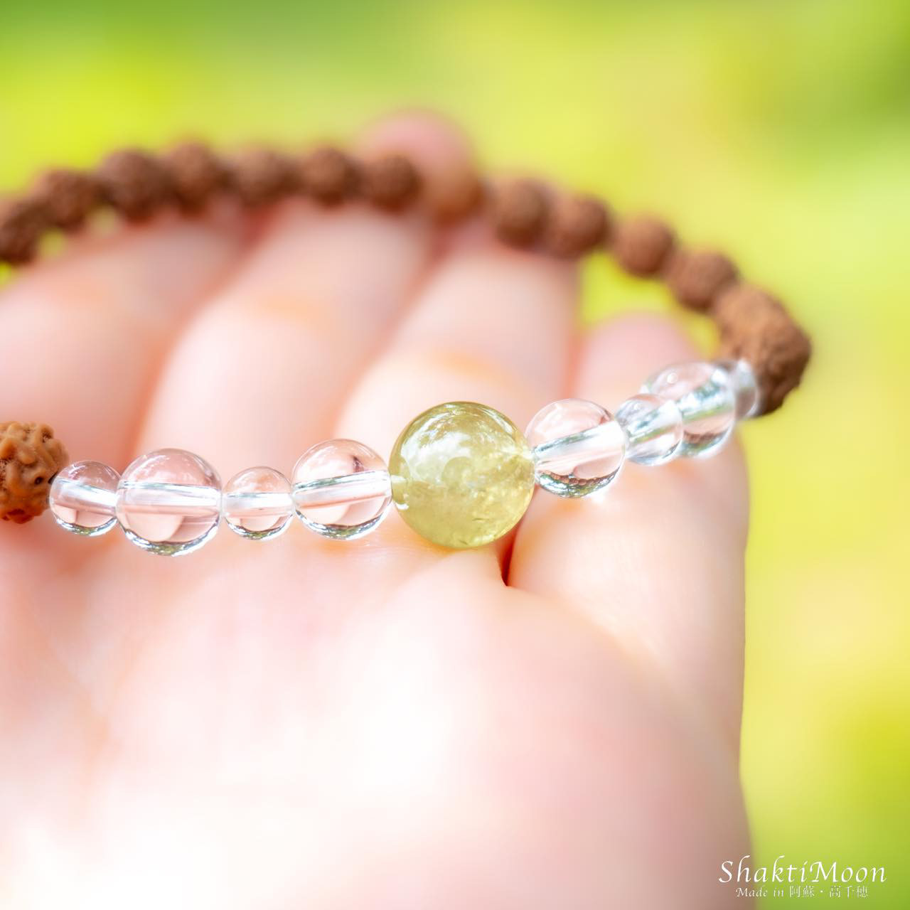 レア・希少！生命力・健康・癒しのお守り！希少石！高品質ツァボライト(グリーンガーネット)×水晶 ルドラクシャ