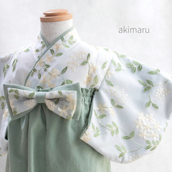 ベビー袴ハンドメイド　グリーンリーフ柄×ミントグリーン　お食い初め　初節句 Green Botanical ベビー袴 ♡ | KOLABO baby コラボベビー