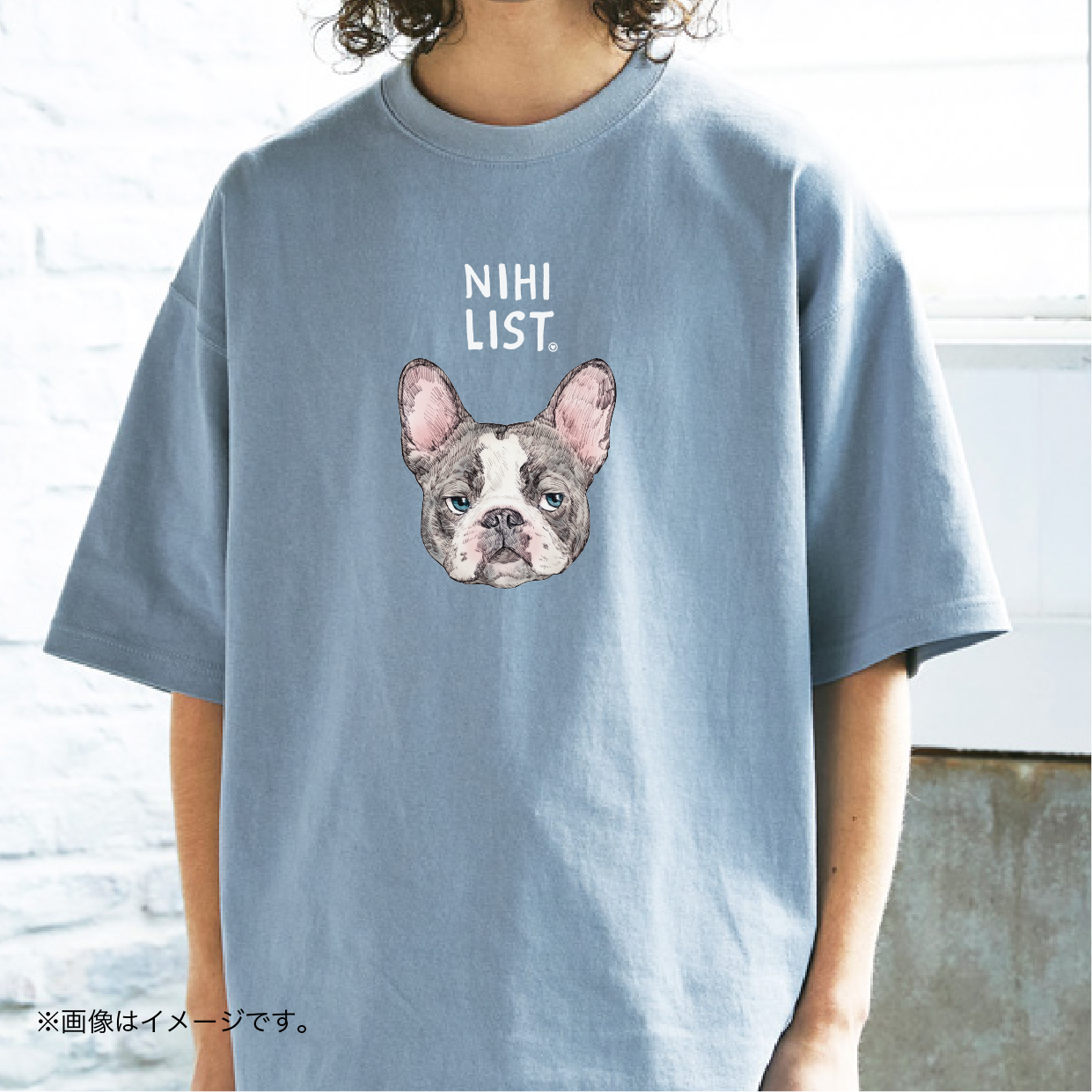 厚みのあるBIGシルエットTシャツ/「ニヒルなイヌ」 /送料無料