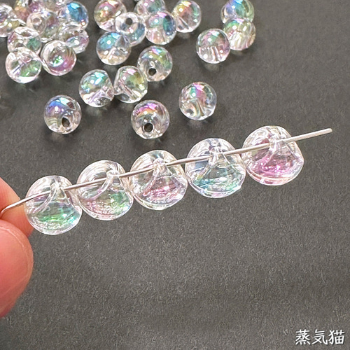 鈴丸ビーズ10mm オーロラ 40個【虹色 海夏 ピアス イヤリング 手芸材料