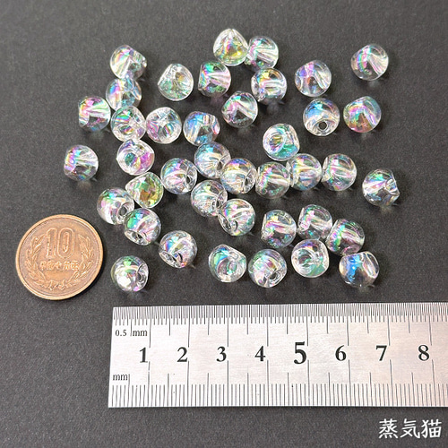 鈴丸ビーズ10mm オーロラ 40個【虹色 海夏 ピアス イヤリング 手芸材料