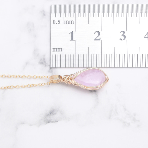 クンツァイト ペンダントトップ ワイヤーラッピング ネックレス 14kgf