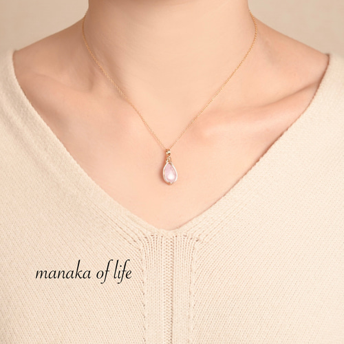 クンツァイト ペンダントトップ ワイヤーラッピング ネックレス 14kgf