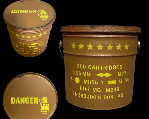 アン☆ページ　リメイク缶　蓋付き　小豆缶 蓋付きリメイクペール缶 アンモボックス インテリア雑貨 小物入れ