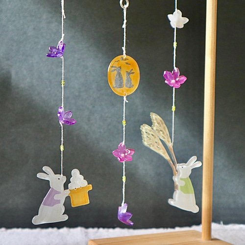卓上ミニモビール・うさぎのお月見 モビール atelier-hiwa 通販