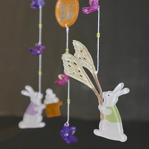 あみぐるみ　Bモビール　お月見 卓上ミニモビール・うさぎのお月見 モビール atelier-hiwa 通販
