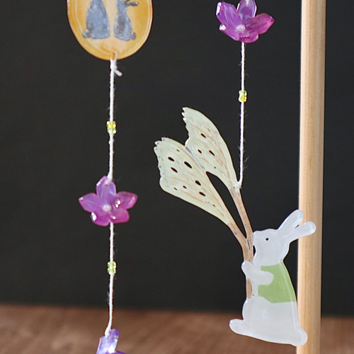 卓上ミニモビール・うさぎのお月見 モビール atelier-hiwa 通販