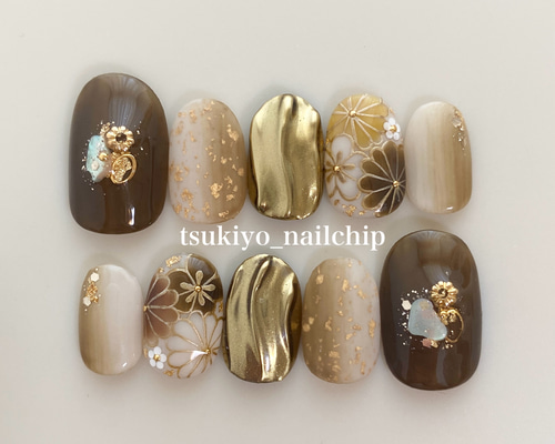 ネイルチップ 緑 花 ショート つけ爪 24枚 抹茶 (抹茶Floral) ネイルチップ 緑 花 ショート つけ爪 24枚 抹茶 (抹茶Floral