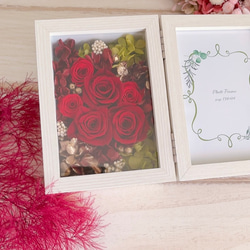 還暦祝いフォトフレーム プレゼント 赤い薔薇6輪 プリザーブドフラワー