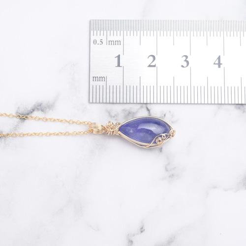 タンザナイト ペンダントトップ ワイヤーラッピング ネックレス 14kgf