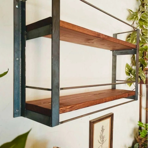 アイアンラック ハンドメイド ブライワックス 足場板付(100㎝×2枚) アイアンラック ハンドメイド ブライワックス 足場板付(100㎝×2枚)