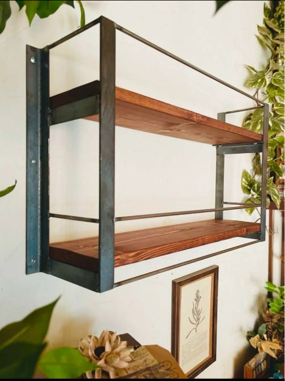 壁掛けラック　ウォールシェルフ　ブックラック　アイアン家具　オーダーメイド 壁掛けラック ブックラック ウォールシェルフ アイアン家具