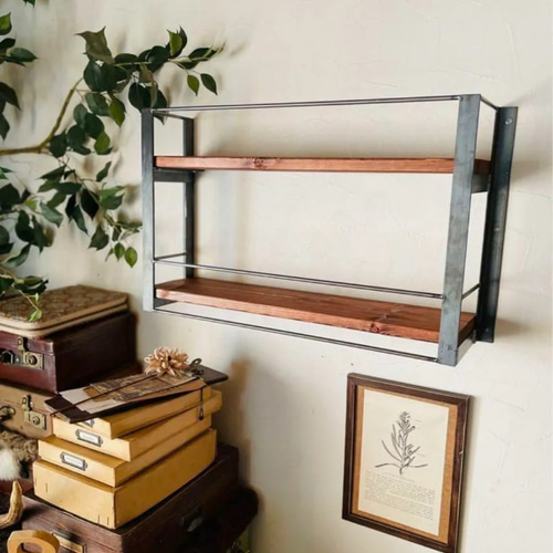 ウォールシェルフ　アイアン壁掛けラック　コレクションラック　ハンドメイド ウォールシェルフ アイアン壁掛けラック コレクションラック