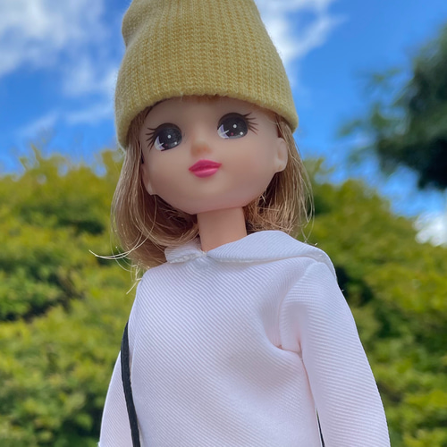 L2417 リカちゃん ハンドメイド 服 白ブラウス イエローカーゴパンツ