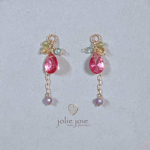 14kgf　ピンクトパーズのひと粒雫チャーム 14kgfピンクトパーズのひと粒雫チャーム