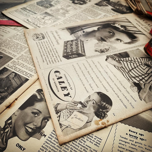 レトロな雑誌ページ】英国40's & 50's タブロイド雑誌 (10枚