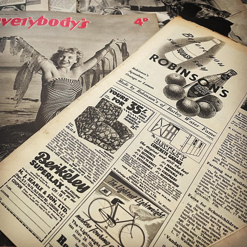 レトロな雑誌ページ】英国40's & 50's タブロイド雑誌 (10枚セット