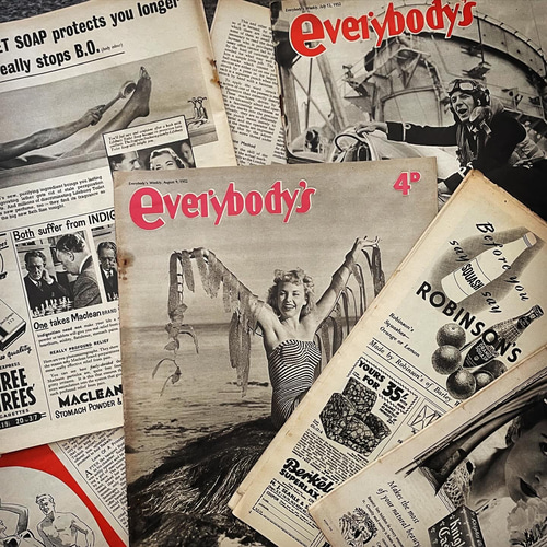 レトロな雑誌ページ】英国40's & 50's タブロイド雑誌 (10枚