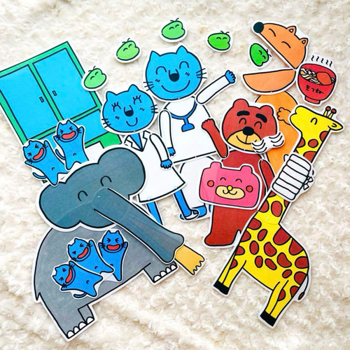 ねこのお医者さん　パネルシアター　　　　　両面仕 sold【両面完成品】ねこのお医者さん パネルシアター 楽譜演じ方つき