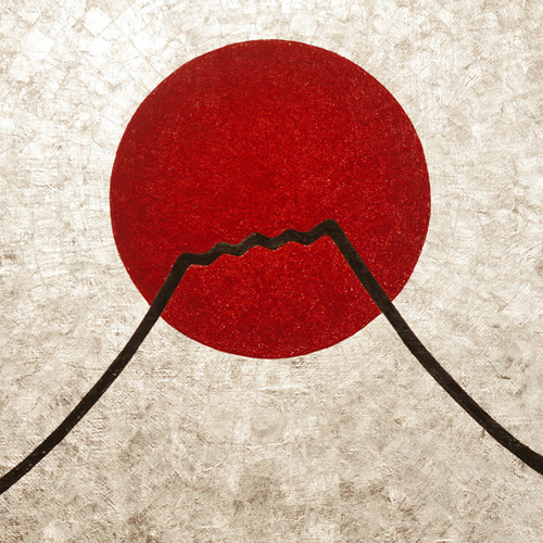 ○金沢産純プラチナ箔使用○太陽と銀の富士図△がんどうあつし ○金沢産純プラチナ箔使用○太陽と銀の富士図△がんどうあつし