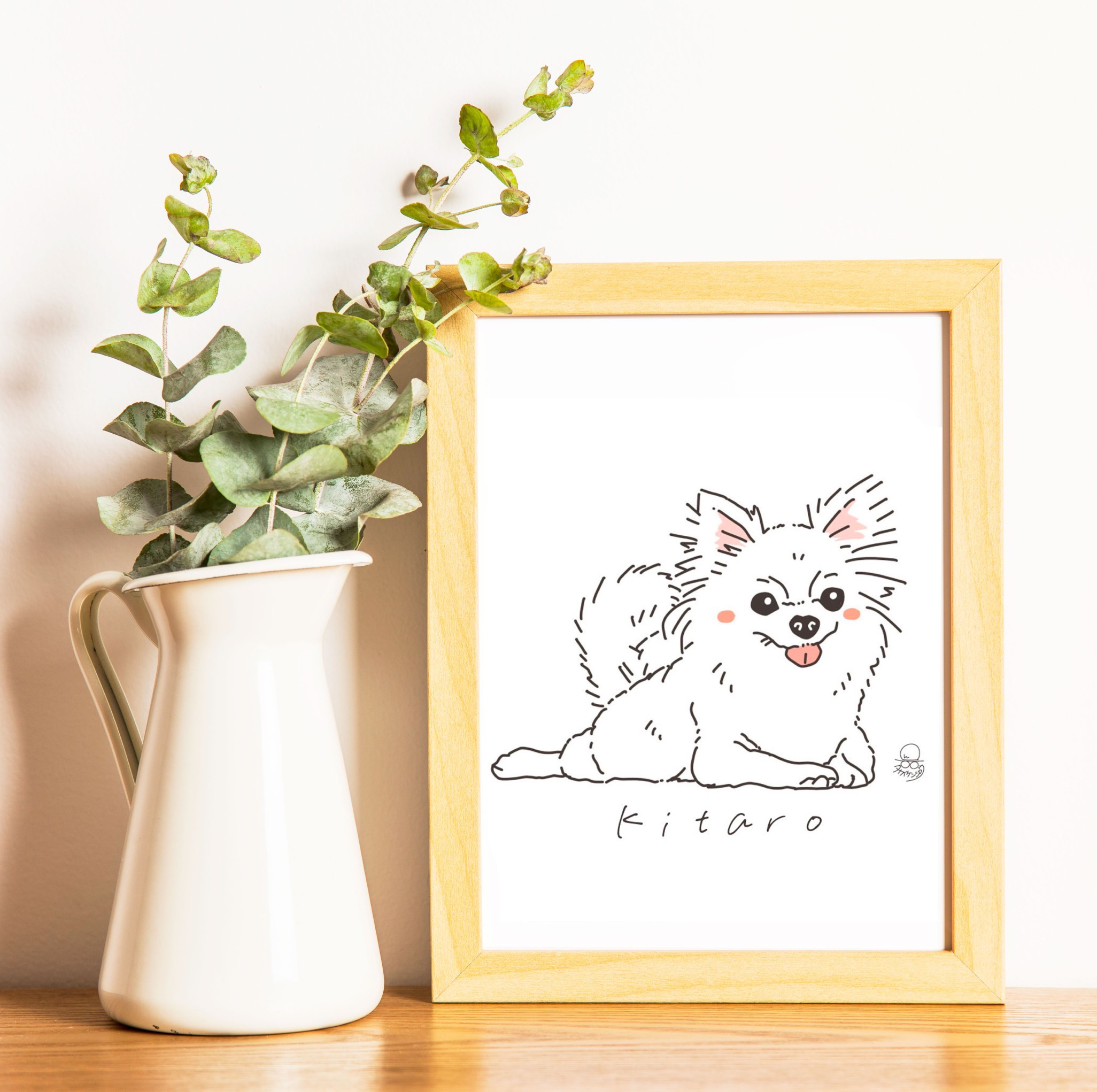 似顔絵オーダー　似顔絵　ウェディング　A4サイズ　三名様　A4サイズ犬