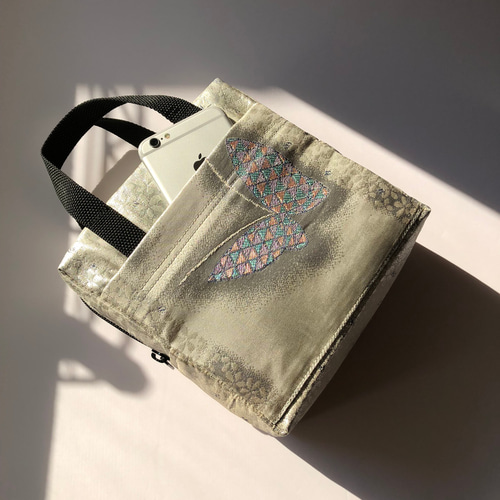 KIMONO DIY 帯リメイク ボストンバック キルト芯入り ファスナー