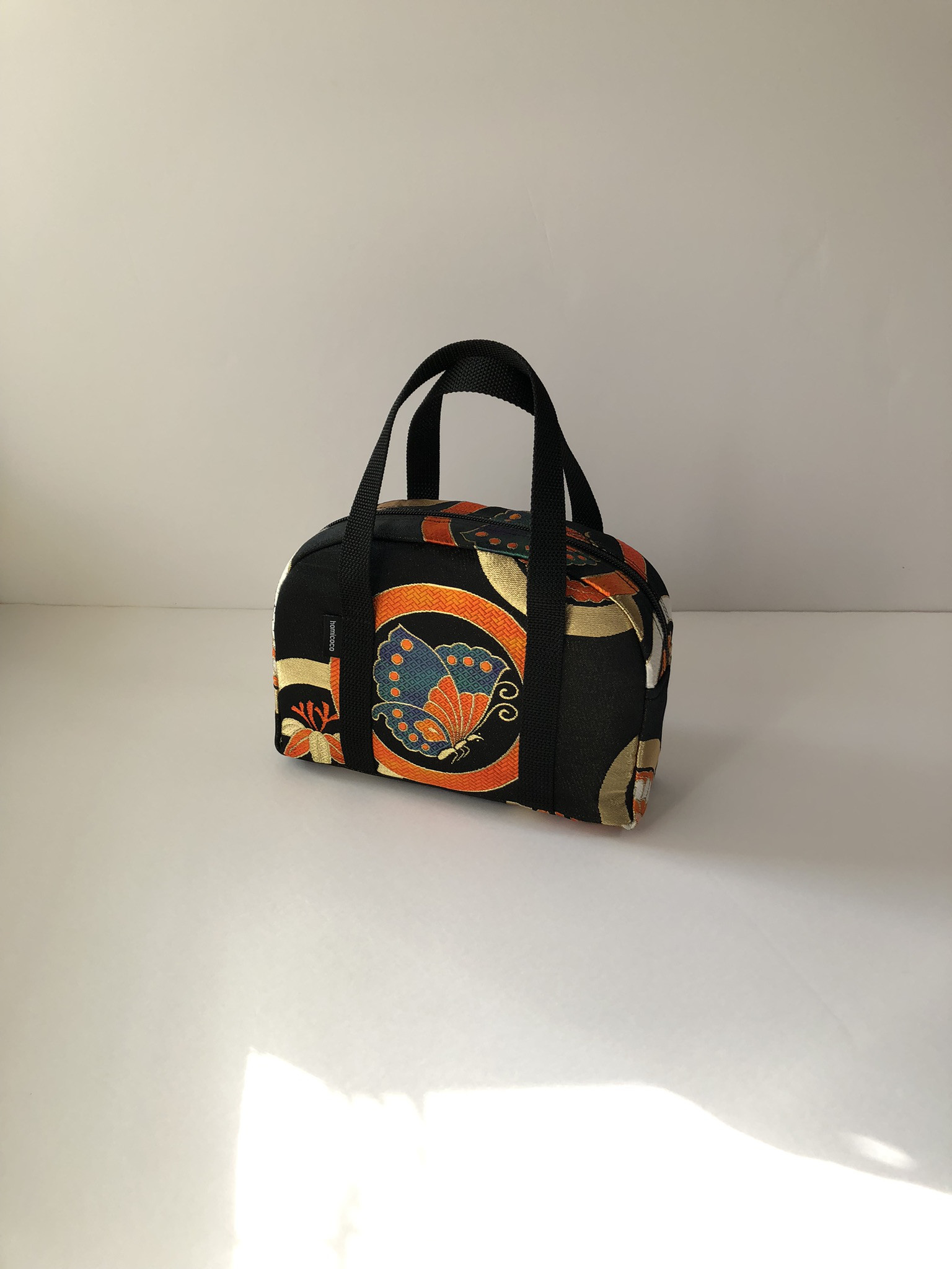 ⭐️帯リメイク　　ミニボストンバッグ　　丸紋様　　一点物