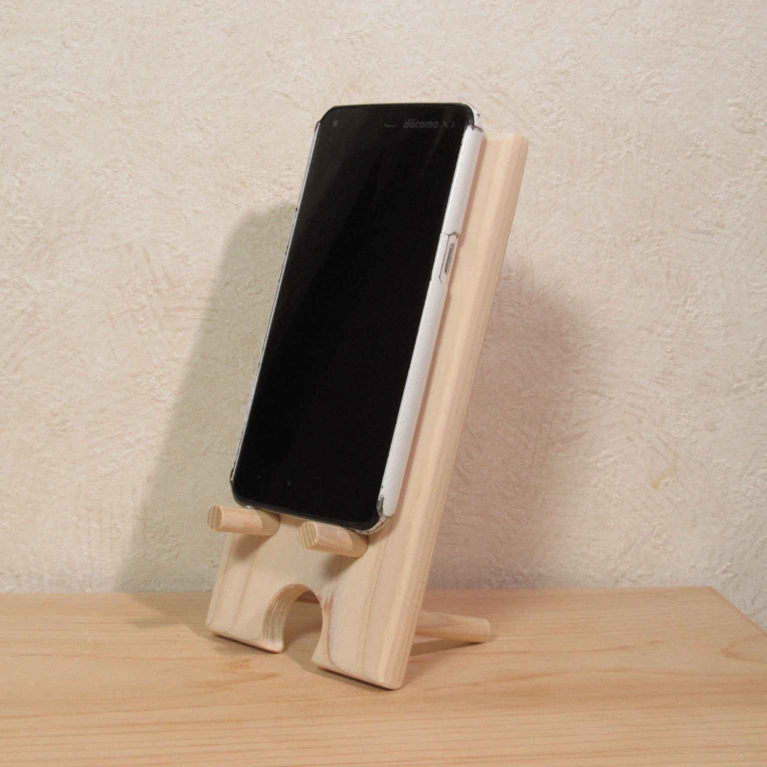 天然木《桧》木製スマホスタンド type2 スマホスタンド・スマホ