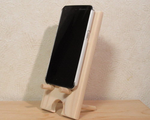 天然木《桧》木製スマホスタンド type2 スマホスタンド・スマホ