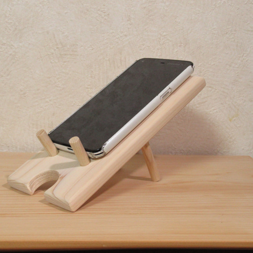 天然木《桧》木製スマホスタンド type2 スマホスタンド・スマホ