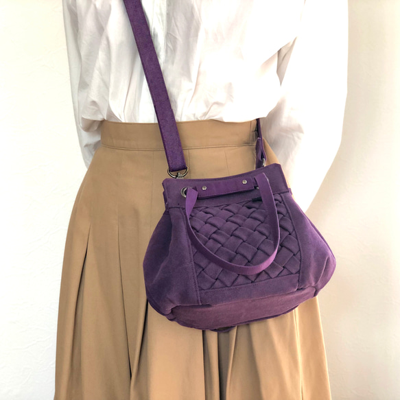 スモッキング2way巾着バッグ★グレープ★受注制作★ショルダーストラップ別売 9枚目の画像