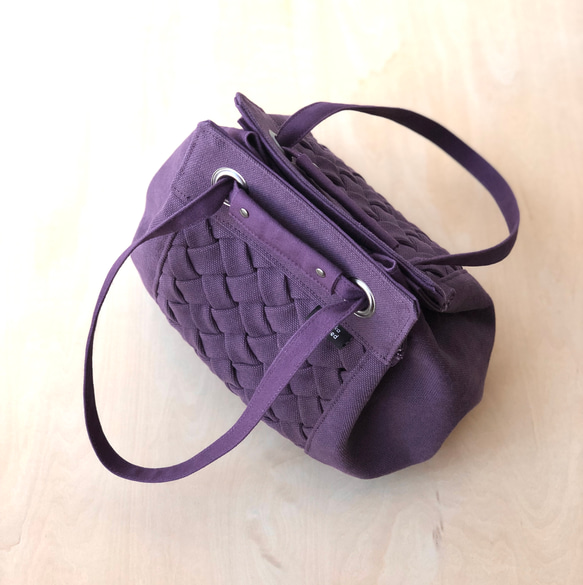 スモッキング2way巾着バッグ★グレープ★受注制作★ショルダーストラップ別売 5枚目の画像